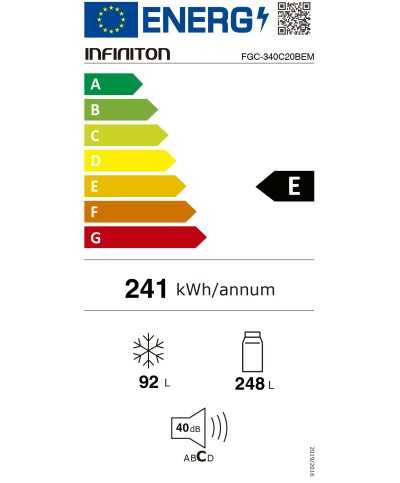 Frigo Combi No Frost 200 A 203 Cm. INFINITON GB FGC340C20BEM